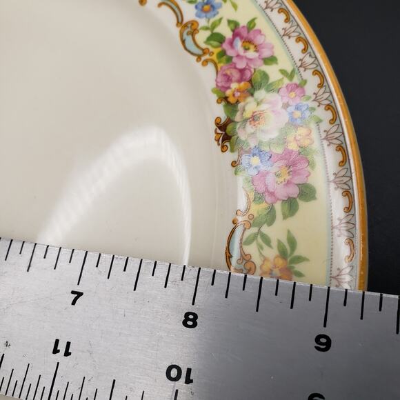 Vintage Edwin Knowles Hostess Luncheon Plate 9.25" – Floral Scrolls Multicolor - Picture 4 of 7